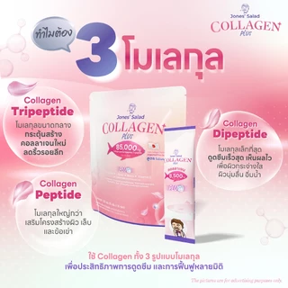 Jones Salad Collagen Plus คอลลาเจนพลัส ตราโจนส์สลัด แบบห่อ 10 ซอง (CoQ10 Gluta Vitamin C วิตามินซี กลูต้า)