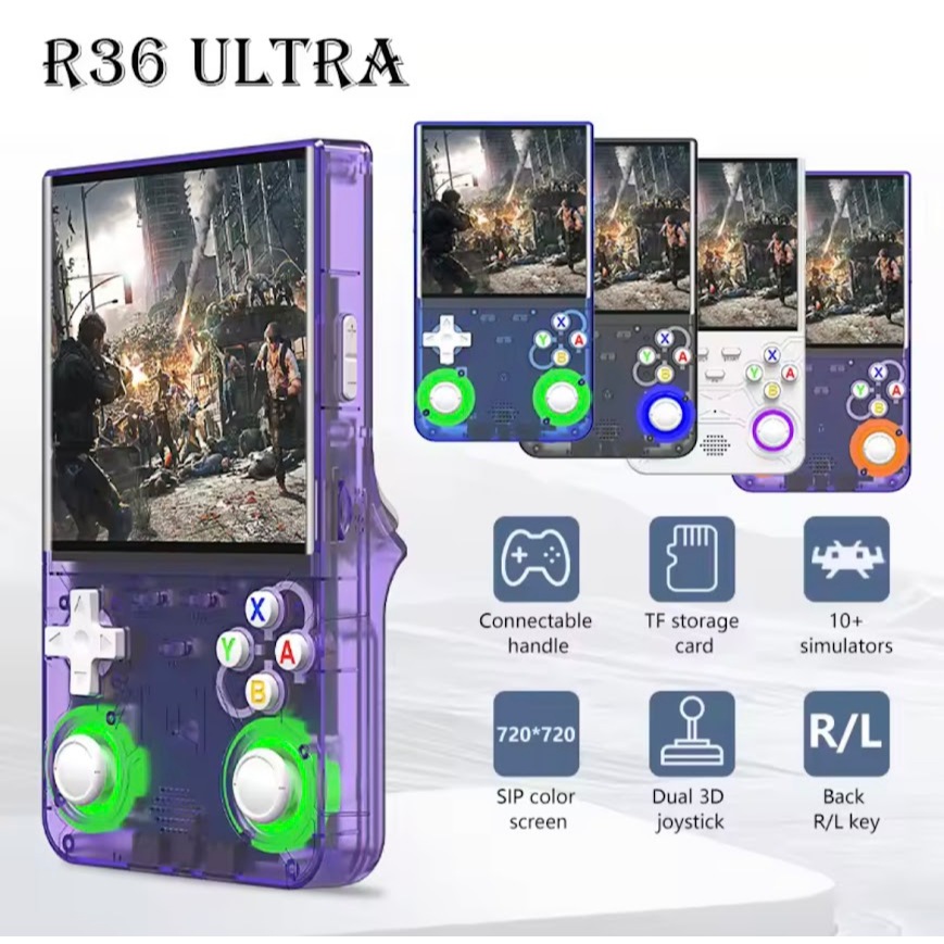 ของแท้100% R36 Ultra Retro คอนโซลวิดีโอเกมมือถือระบบLinux 4.0นิ้วหน้าจอIPSแบบพกพาเครื่องเล่นวิดีโอR3