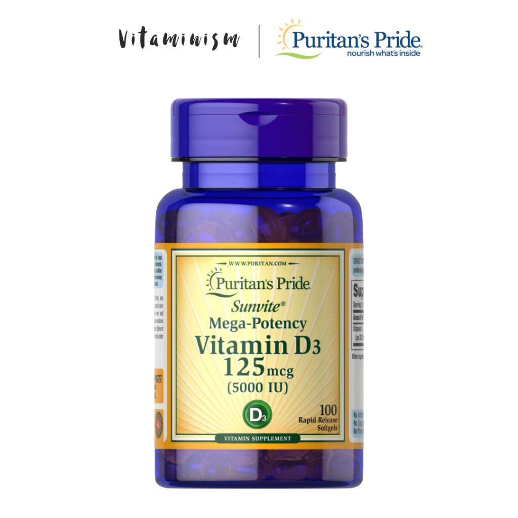 [ของแท้] Puritans' Pride, วิตามิน D3, Vitamin D3, 5000 IU