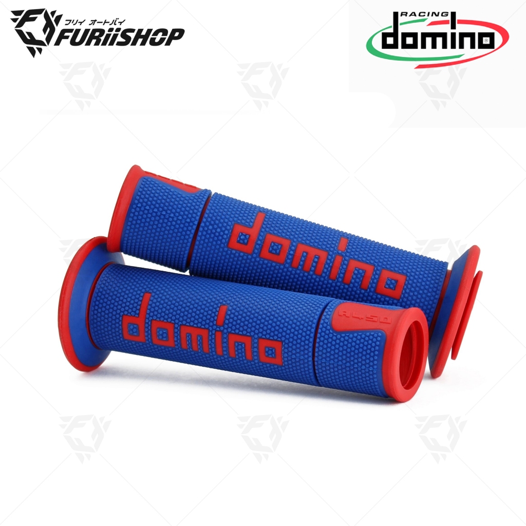 ปลอกแฮนด์ DOMINO A450 ปลายเปิด น้ำเงิน-แดง