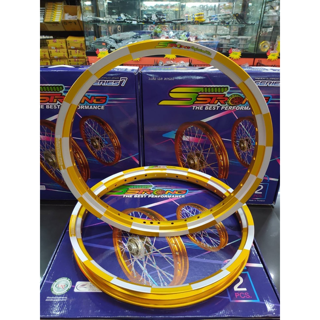 ล้อSstrong อาก้อนทรงA ขอบ17 1.4ลายหมากรุกงานสวยแข็งแรง‼️ ทุกคู่แถมเสื้อ1ตัว‼️