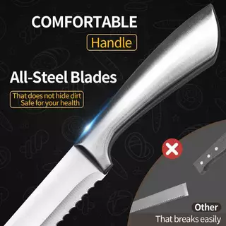 มีดตัดขนมปัง มีดใบเลื่อย มีดหั่นขนมปัง(Bread Knife) มีดตัดเค้ก แบบฟันหยัก สแตนเลสไร้รอยต่อ ขนาด 13 นิ้ว