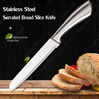 มีดตัดขนมปัง มีดใบเลื่อย มีดหั่นขนมปัง(Bread Knife) มีดตัดเค้ก แบบฟันหยัก สแตนเลสไร้รอยต่อ ขนาด 13 นิ้ว