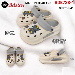 รองเท้าหัวโต BDstar EVA รุ่น BDE738-1 พื้นหนา 7 cm สามารถถอดพื้นได้ ใส่นุ่ม เบา สบาย ไม่อับชื้น