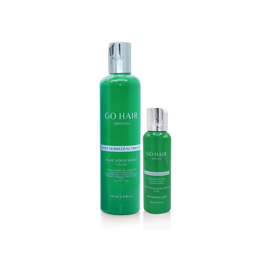 Go Hair Serum  มี 2 สูตร สูตรครีมน้ำนม และ ซิลกี้สาหร่ายทะเล 250ml.