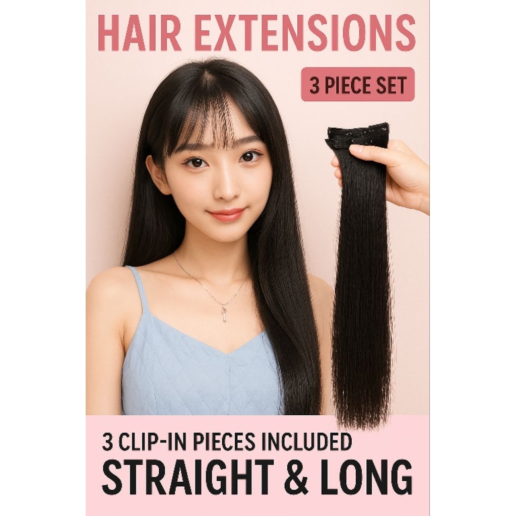 (ซื้อ 2 แพ็คแถมหวีพกพา)แฮร์พีชช่อตรง 50ซม. หนีบได้ ม้วนได้ ใส่แล้วสวยเป๊ะ ราคาถูกมาก!