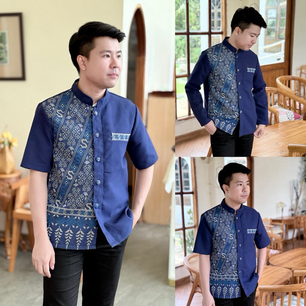 เสื้อเชิ้ตผ้าไทยผู้ชาย (ลายสิริราชพัสตราภรณ์) เสื้อผู้ชายใส่ทำงาน ใส่ออกงาน