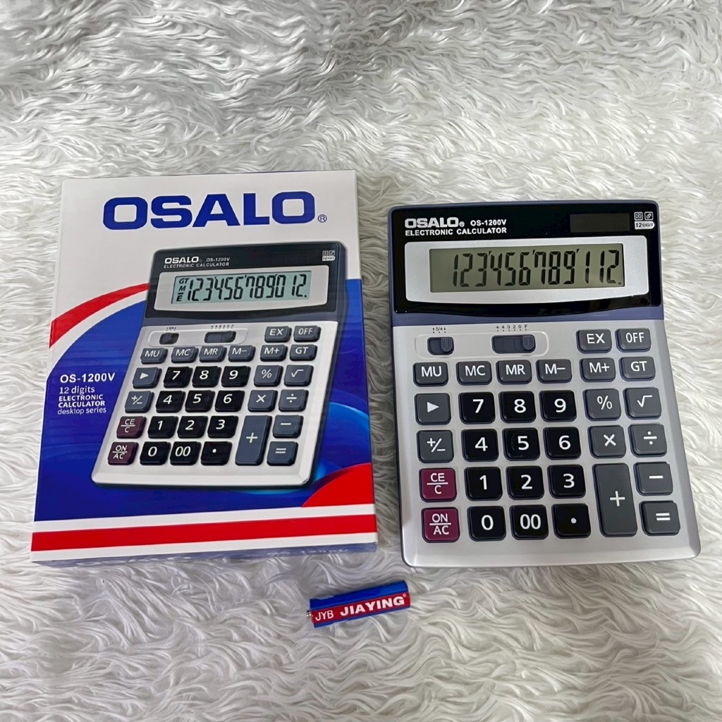 ￼คิดเลข OS-1200V คิดเลข 12 หลัก ใช้พลังงาน2ระบบถ่าน2A เเละเเสง ขนาด 14.7x19cm.