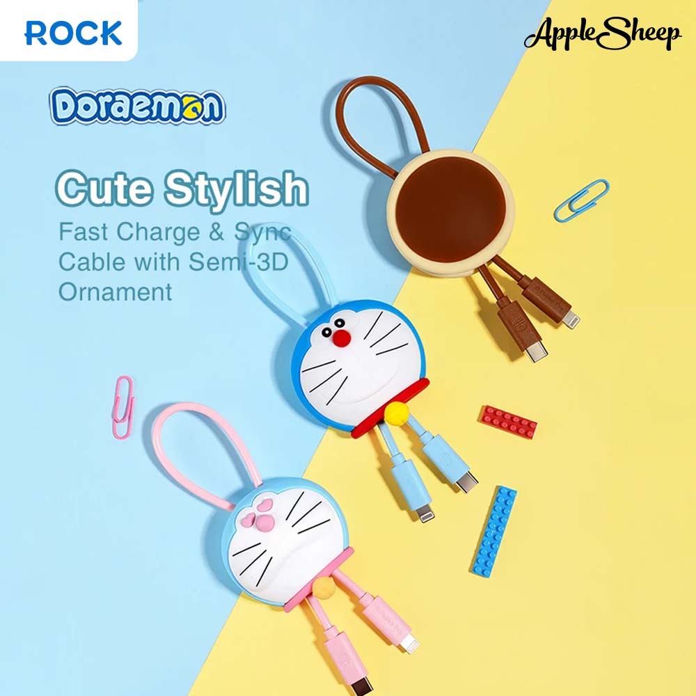[Rock Dorayaki Doraemon C-C และ C-L Cable] สายชาร์จ Type C/L ถ่ายโอนข้อมูลได้ ดีไซน์โดเรม่อน รองรับชาร์จเร็ว Fast Charge