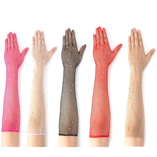 ถุงมือตาข่ายดิดเพชร ถุงมือแฟชั่น