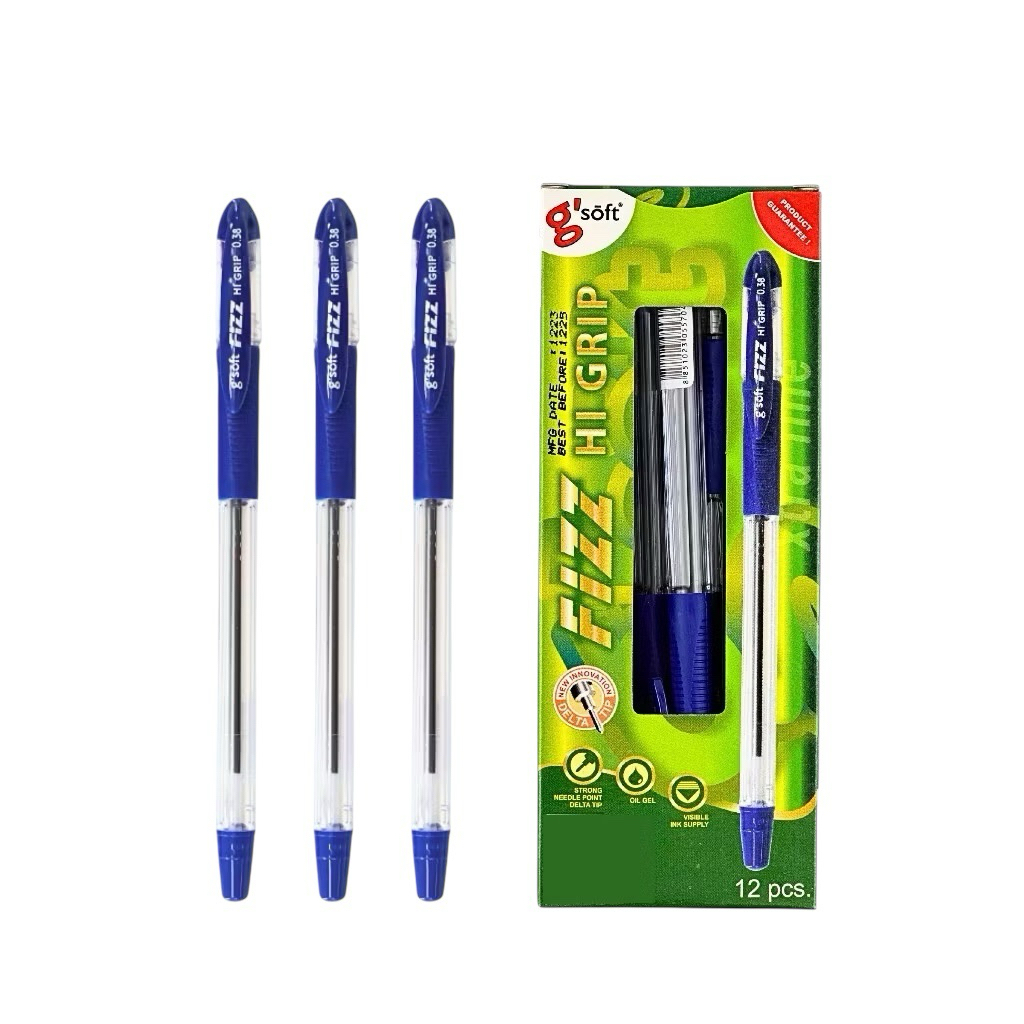 ปากกาลูกลื่น จีซอฟท์ HI GRIPขนาด 0.38 มม.  (1x12 ด้าม)