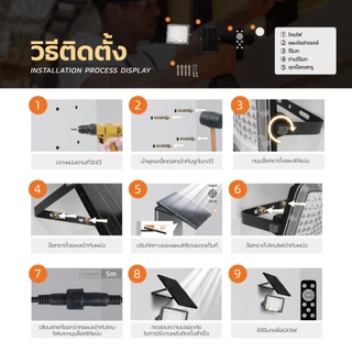 MODI ไฟสปอตไลท์โซล่าเซลล์ 200W เปิดได้ 3 แสง ระดับกันน้ำIP65 ระบบสว่างค้าง ไฟพลังงานแสงอาทิตย์