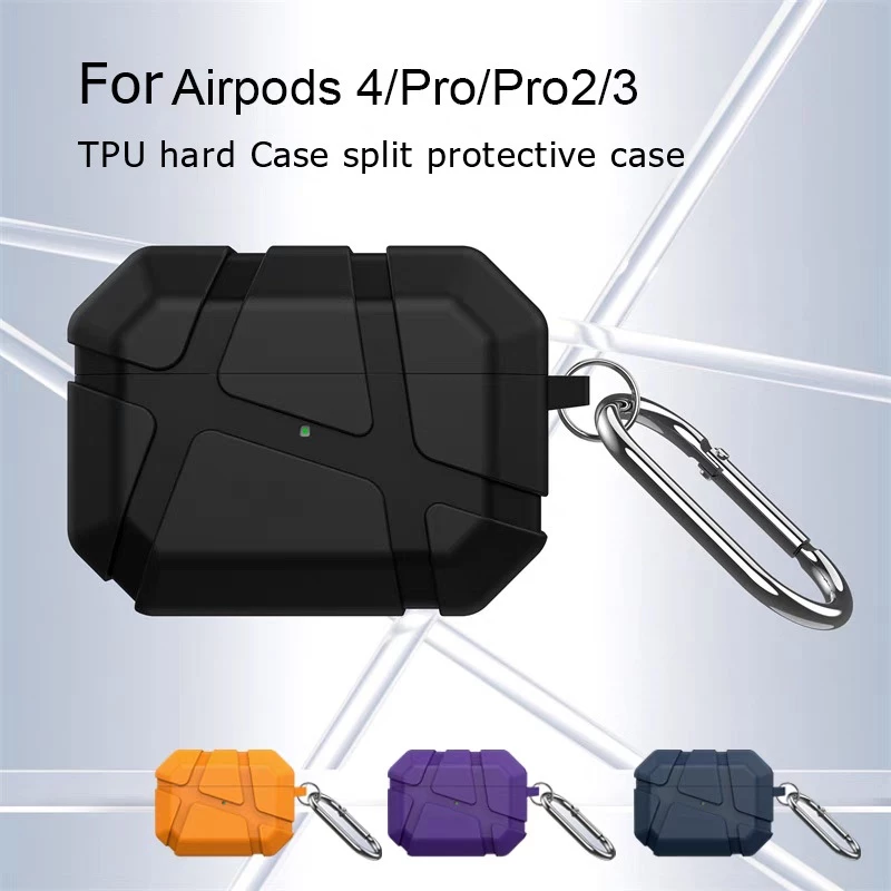 For Apple Airpods Case for Airpods 4/3/2/1/pro/pro2 Case Shockproof Protective Cover Strap Hook-XF