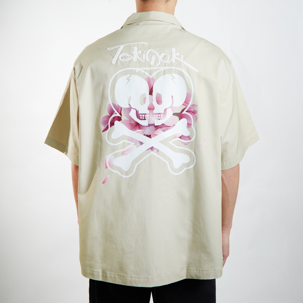 TOKIDOKI เสื้อเชิ้ต ใส่ได้ทั้งชายและหญิง BLOOMING SKULL SS SHIRT