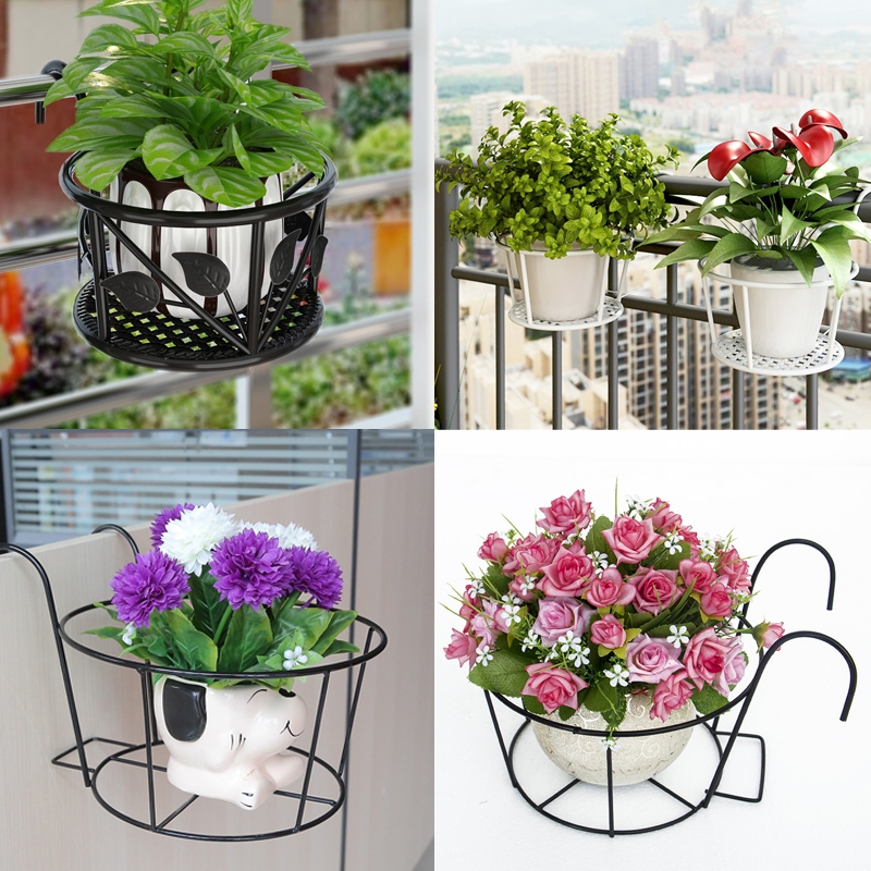 MYM HOME ราวแขวนดอกไม้ระเบียง ราวแขวนดอกไม้ ราวแขวนขนาดใหญ่ ขาแขวนกระถางเหล็ก