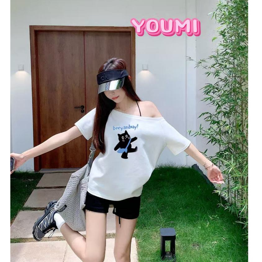พร้อมส่งจากกทม เสื้อยืดผู้หญิง เสื้อยืดเเขนสั้น เสื้อยืดเปิดไหล่ ผ้านิ่ม เข้ากับทุกสไตส์