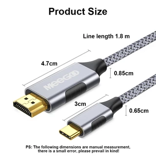 MEEGOO สาย type c to hdmi 4K 60Hz สายเคเบิลเชื่อมต่อโทรศัพท์ กับหน้าจอ สำหรับโทรศัพท์ แล็ปท็อป ทีวี