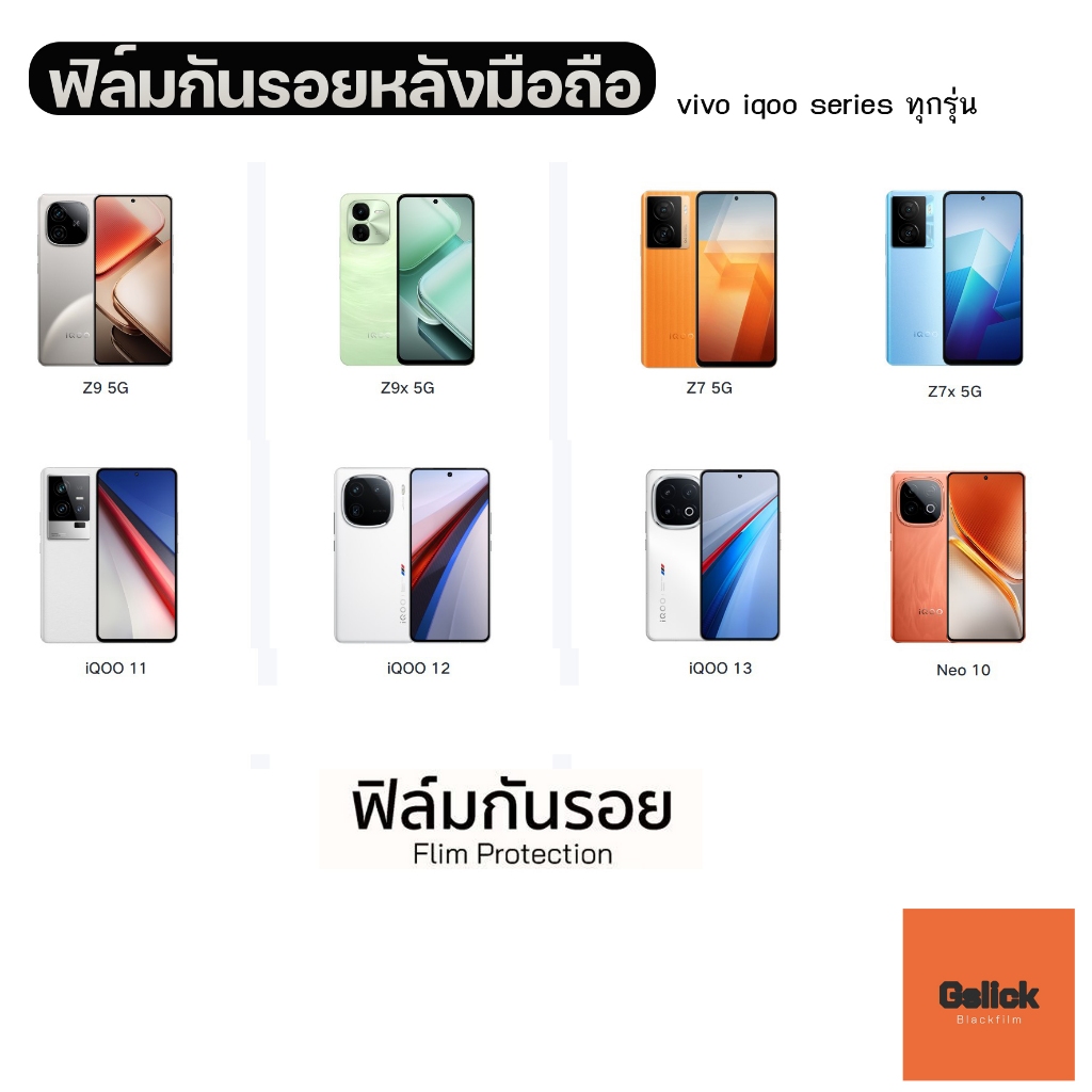 [สั่งตัดตรงรุ่น] ฟิล์มกันรอยด้านหลัง Vivo iQOO Series ทุกรุ่นย่อย ฟิล์มสติกเกอร์ลายกราฟฟิก