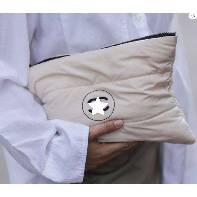 CHANEL Beaute Toiletry Pouch Large Puffy Cosmetic Clutch Pouch  Cloud Padded