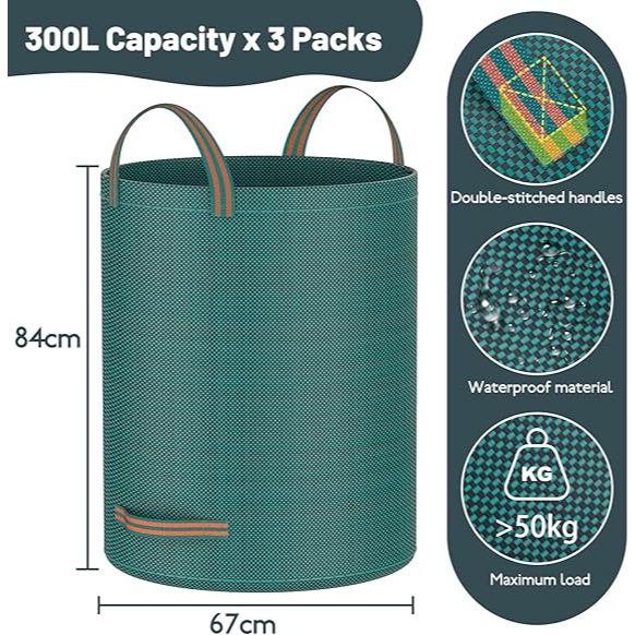 ถุงเก็บกิ่งไม้และใบไม้  ถุงใบสวน ถุงใส่เศษใบไม้ กิ่งไม้แห้ง ในสวน ถุงใส่ขยะ ขนาด300L/500L เนื้อหนา กันน้ำ - รูปที่ 7