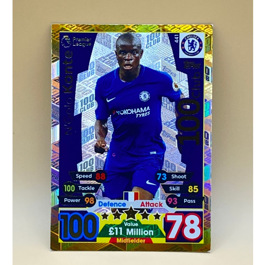 #441 N'golo Kante 100 Club Topps Match Attax 17/18 Mint Condition