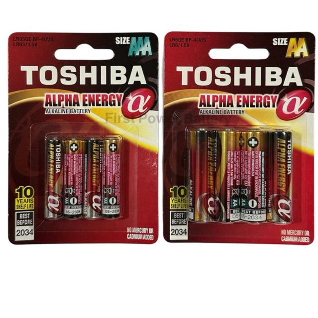 TOSHIBA alpha energy alkaline AA/AAA แพค4ก้อน