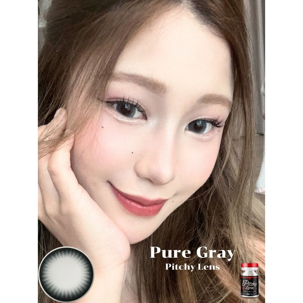 คอนแทคเลนส์ รุ่น Pure สีเทา/ตาล Gray/Brown มีค่าสายตา (0.00)-(-10.00) เปลี่ยนแทนทุกเดือน