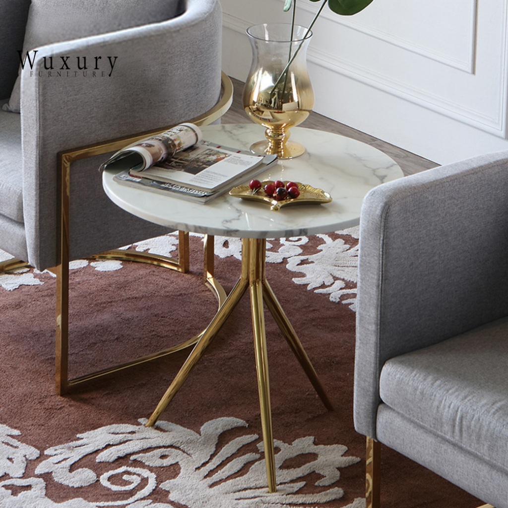 Wuxury Furniture โต๊ะกลางโซฟา โต๊ะข้าง modern luxury TOPหินอ่อน ส่งฟรี