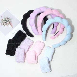(HBTH-008) ที่คาดผมล้างหน้า + สายรัดข้อมือกันน้ำไหล เซ็ตล้างหน้า Headband & Wristband Set (พร้อมส่งในไทย)