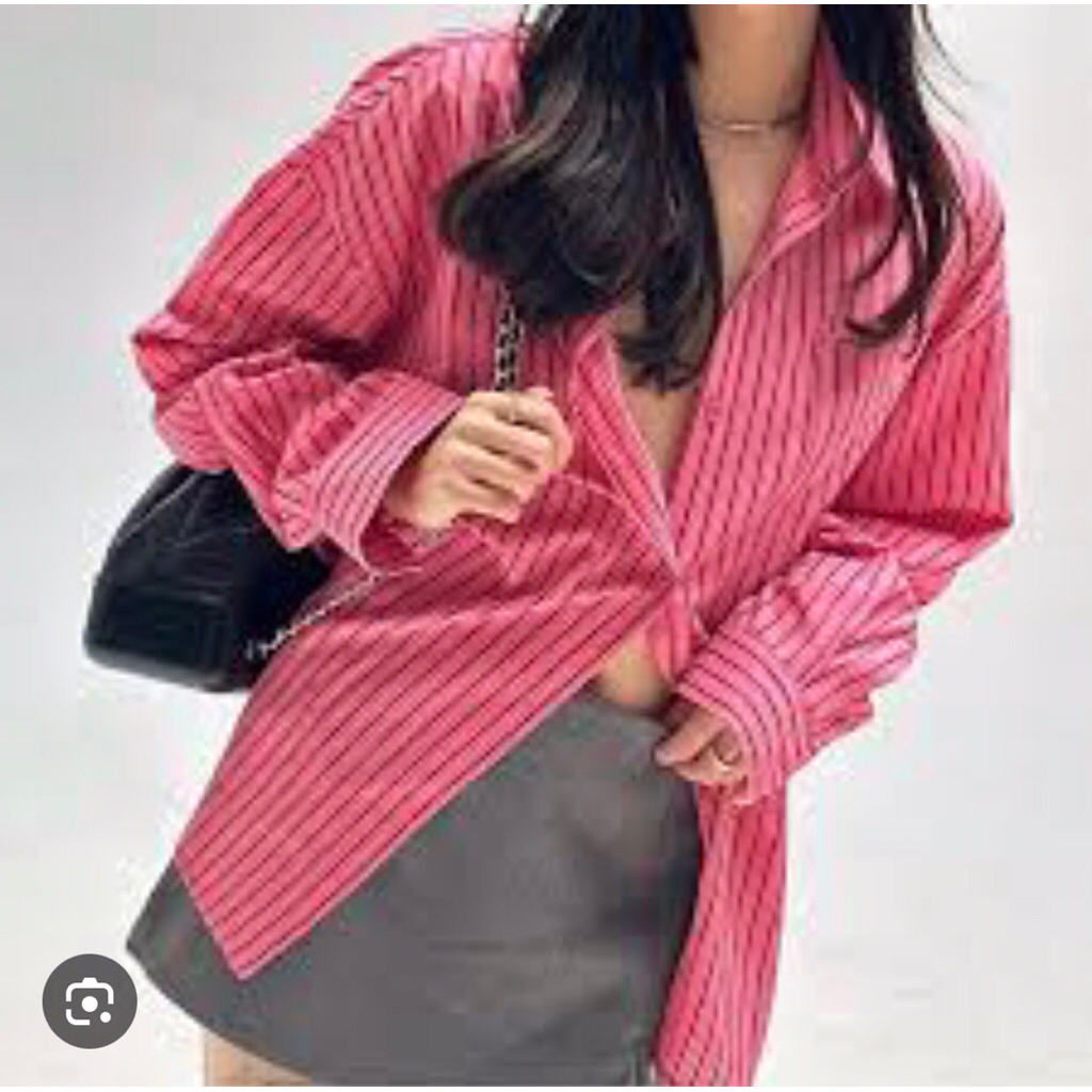 Zara เสื้อเชิ๊ตแขนยาว สีพีช เนื้อผ้าไนลอน ผ้าดีมาก ใส่สบายๆ ผ้านิ่มไม่หนาไม่บาง