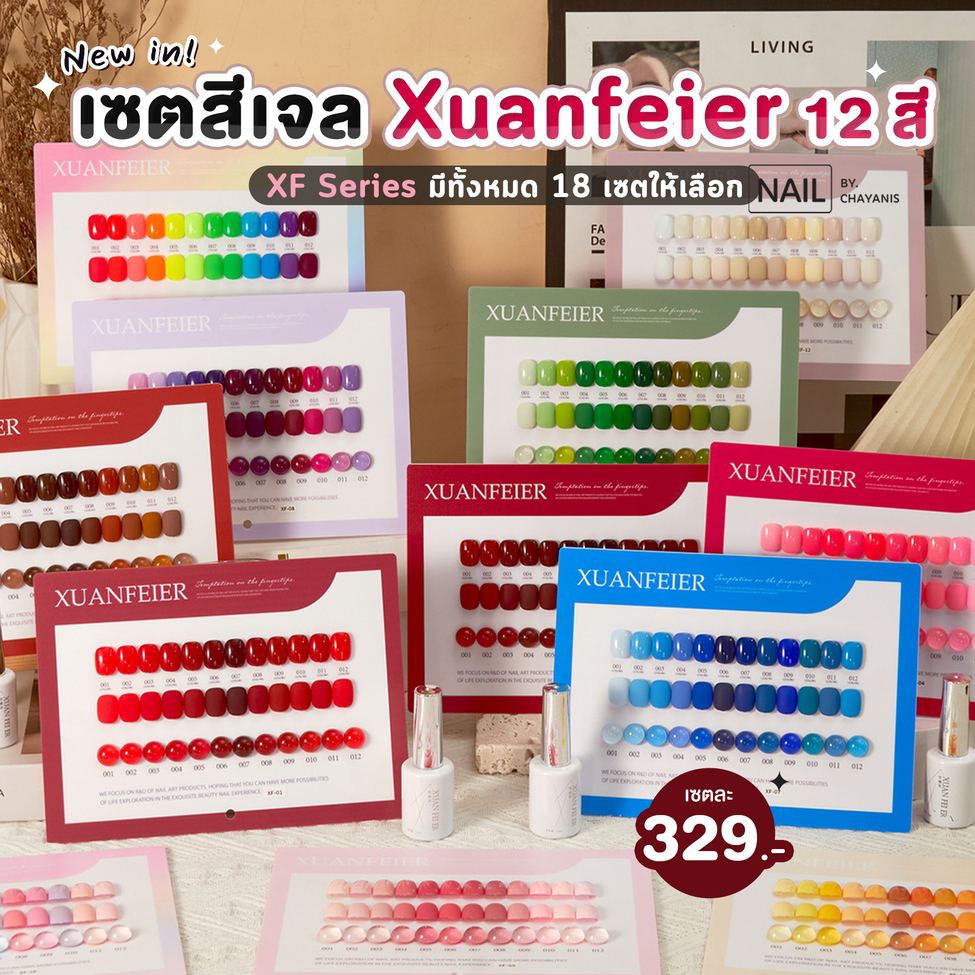 เซตสีเจลพื้น Xuanfeier 12 สี พร้อมชาร์ทโชว์