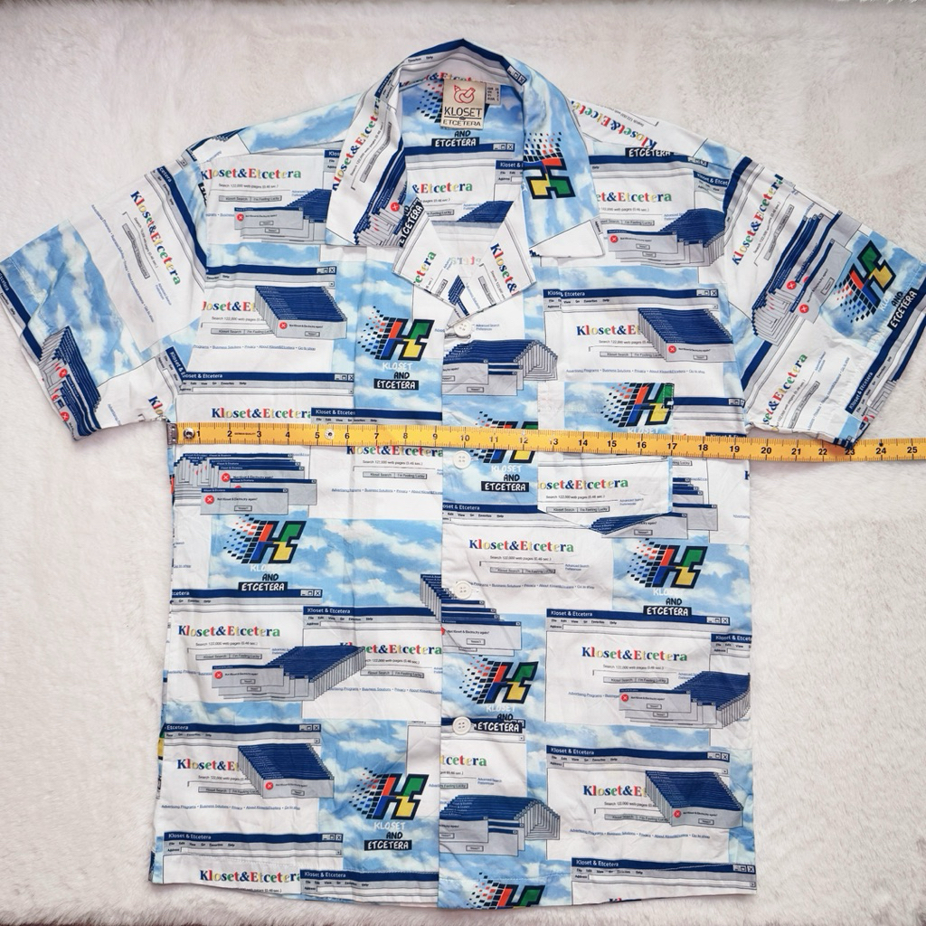 (มือสอง) Kloset & Etcetera Hawaii Shirt Error K Windows เสื้อเชิ้ตฮาวายพิมพ์ลาย ไซส์ S อก 39 นิ้ว