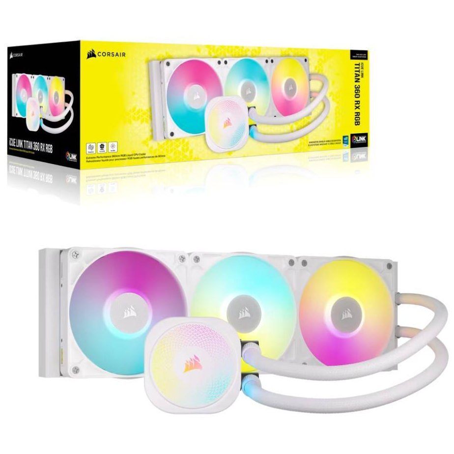 CORSAIR iCUE LINK TITAN 360 RX RGB WHITE CPU LIQUID COOLER