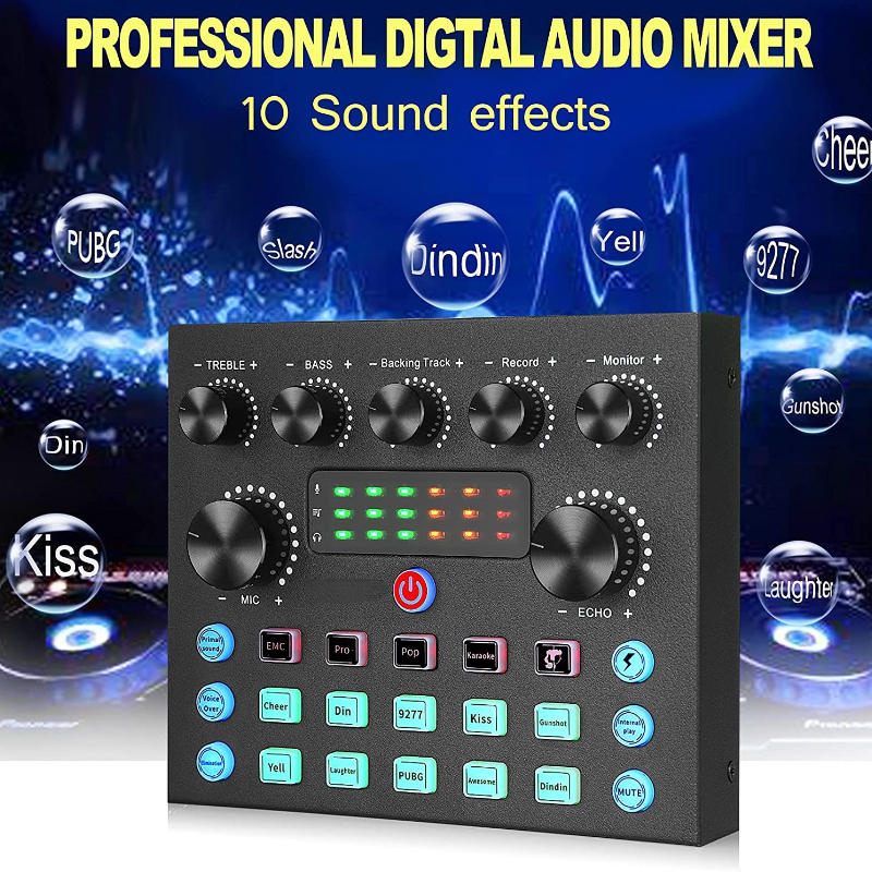 V8S sound card ซาวด์การ์ด เครื่องเปลี่ยนเสียงแบบพกพา เปลี่ยนเสียงเอฟเฟคสำหรับโทรศัพท์ คอมพิวเตอร์