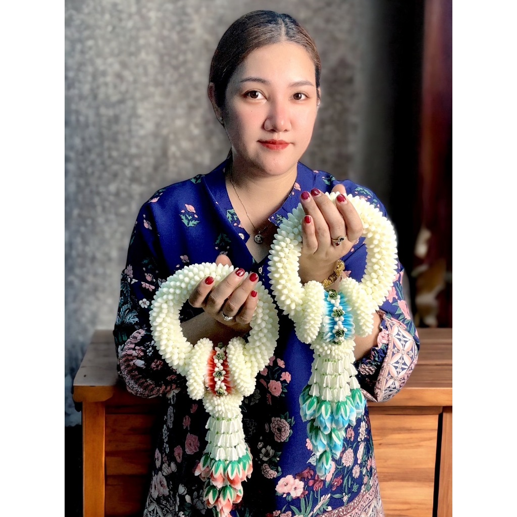 พวงมาลัยมะลิเสมือนจริงงานพรีเมี่ยม พวงมาลัยวันแม่