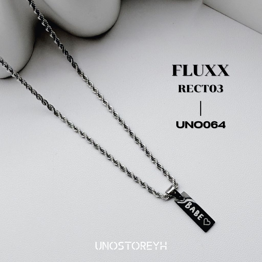 UNO064🔥 ⚠️อ่านวิธีการสั่งซื้อรูป2 ❗️ดูFontรูป3❗️”สร้อยคอ Fluxx จี้รุ่น RECT03”(เฉพาะภาษาอังกฤษ)