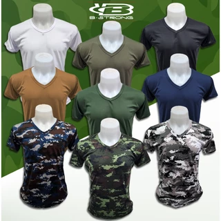 เสื้อรองใน เสื้อซับใน ทหาร-ตำรวจ คอวี - คอกลม ผ้าไมโคร สีพื้นและลายพราง ผลิตในไทย