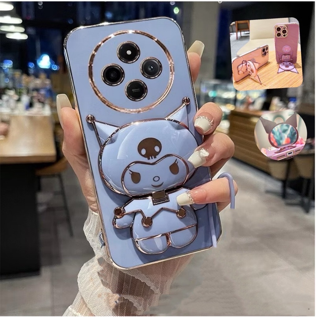 เคสโทรศัพท์ สำหรับ Realme14 13 12 14T 14Pro C85 C71 คุโรมิ กระจก ขาตั้ง หมุนได้ 360 องศา ฝาหลัง แบบนิ่ม น่ารัก เรียวมี13
