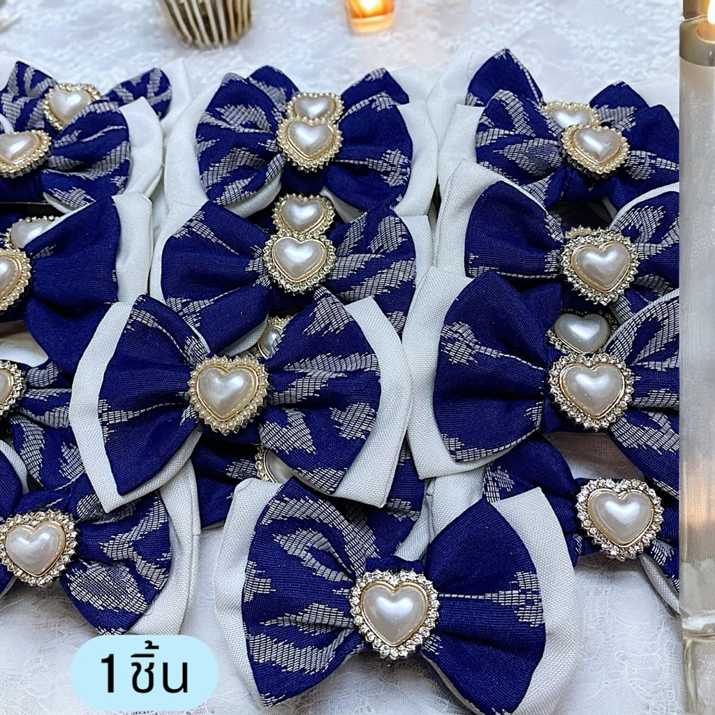 🇹🇭💥แต่งมุก💥กิ๊บติดผมโบว์ผ้าทอลายไทยพร้อมส่ง