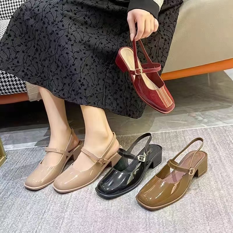 รองเท้าสําหรับหนังแมรี่เจน เรโทร รองเท้าส้นหนา ส้นสูง4CM เท้าอวบอ้วนเพิ่มไซส์ 1-2ไซส์ #627