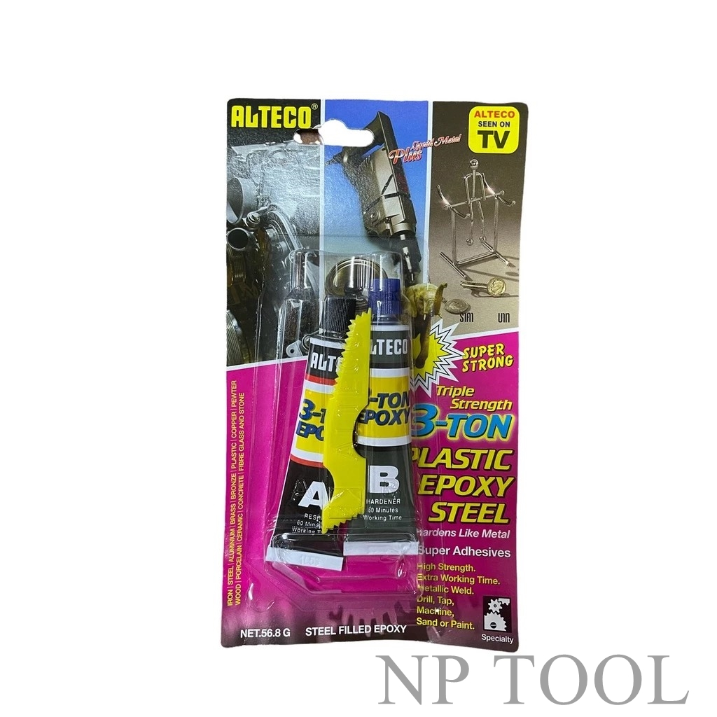 NP-299 กาว Epoxy สตีล 3 ตัน ติดเหล็ก พลาสติก คอนกรีต สีเหล็ก ชนิดแห้ง 60 นาที ALTECO (1 หลอด) คุ้มค่า ราคาถูก คุณภาพดี!!