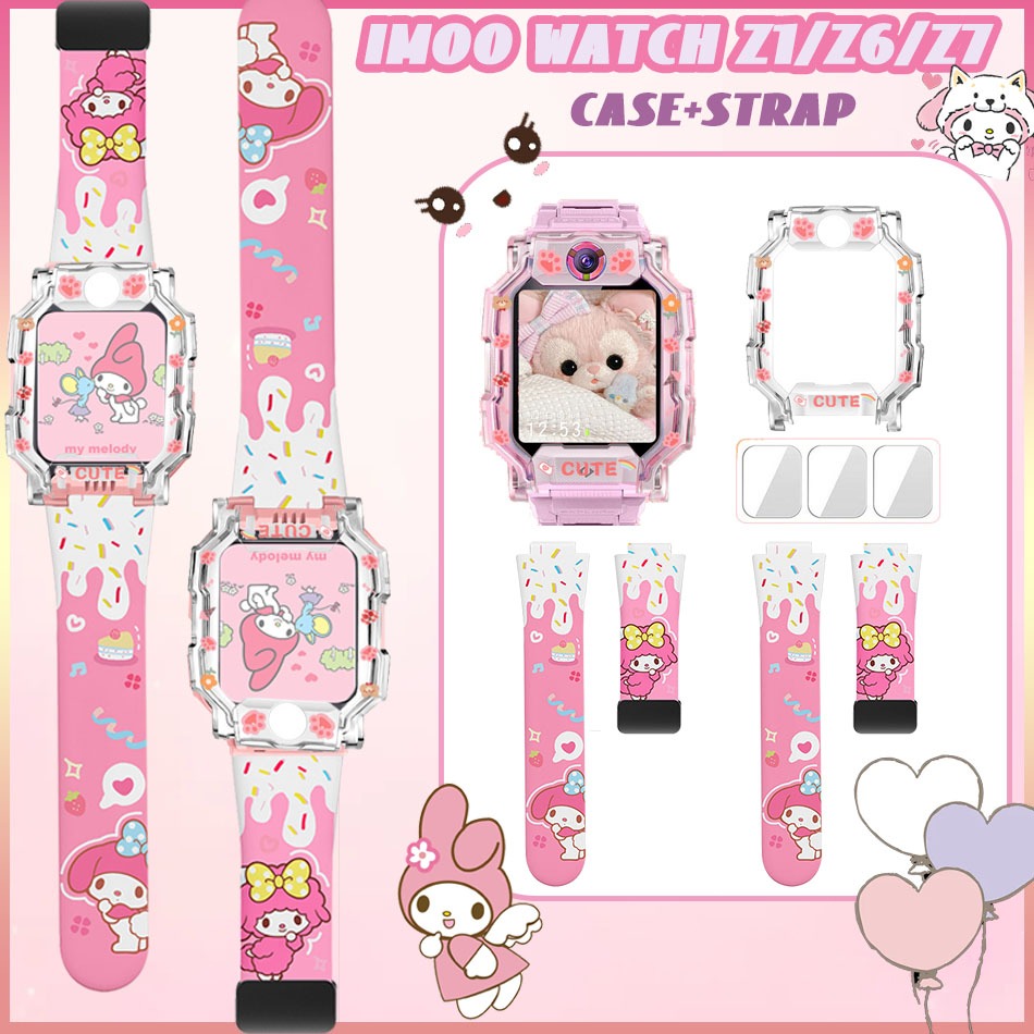 3PCS สายเคเบิลสำหรับ Imoo Z7 Imoo Z1 Imoo Z6, สายรัด Melody + Cut Cat Caws กรณีน่ารัก IMOO Z1 / Z6 / Z7สายนาฬิกา Case