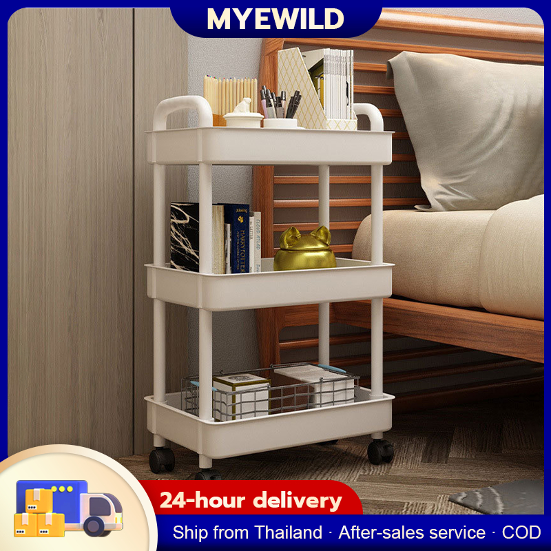 🔥ชั้นวางของ 3/4/5 ชั้น🔥 ชั้นวางของอเนกประสงค์ เก็บของได้เยอะ มีตะขอและล้อ สำหรับห้องนั่งเล่น ห้องครัว ห้องนอน