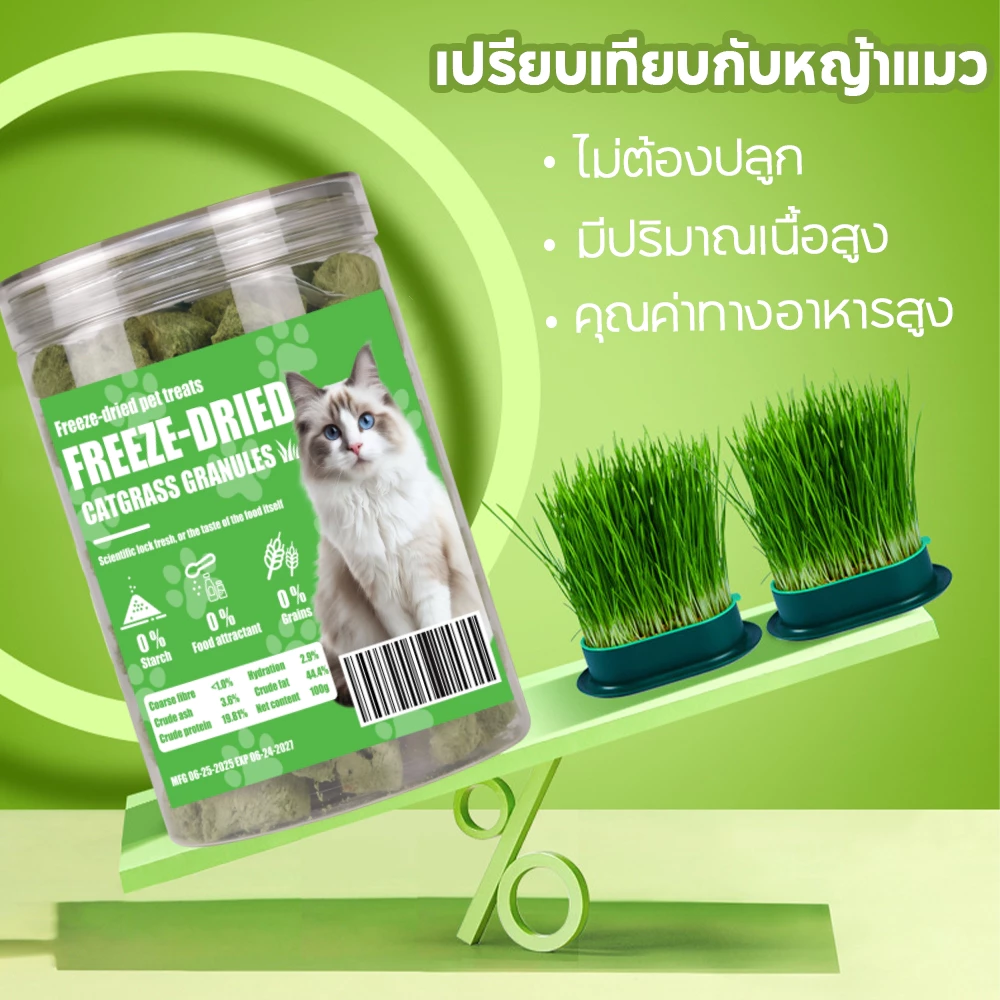 ขนมแมว หญ้าแมวฟรีซดราย 100g ช่วยขับขน thumbnail 4