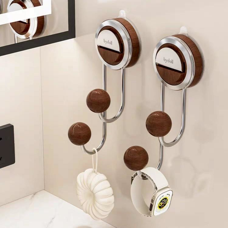 ตะขอสแตนเลสติดผนัง ตะขอแขวนคู่  ตะขอดูดสูญญากาศ ติดตั้งง่าย แขวนสิ่งของต่างๆ ไม่ต้องเจาะ ไม่ต้องติดเทปกาว