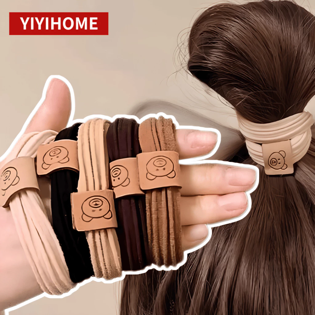 YIYIHOME ยางรัดผม หมีน้อยลายการ์ตูน พี่หมีน่ารัก ยางรัดผมหางม้า ความยืดหยุ่นสูง ทนทาน แฟชั่น