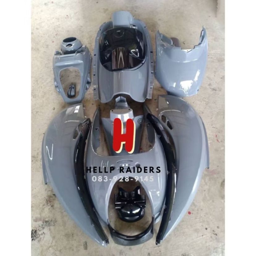 ชุดสี เฟรม ฮอนด้า สกู้ปปี้ ไอ ตัวเก่า  Honda Scoopy i ปี 2009-2011  ครบชุด 15 ชิ้น สีเทาแลมโบดำ