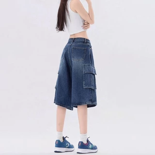 S-10XL กางเกงขาสั้นยีนส์ 5 ส่วน คาร์โก้ คาร์ใจ ใส่สบาย ผ้านุ่ม ใส่ได้ทั้งชายและหญิง