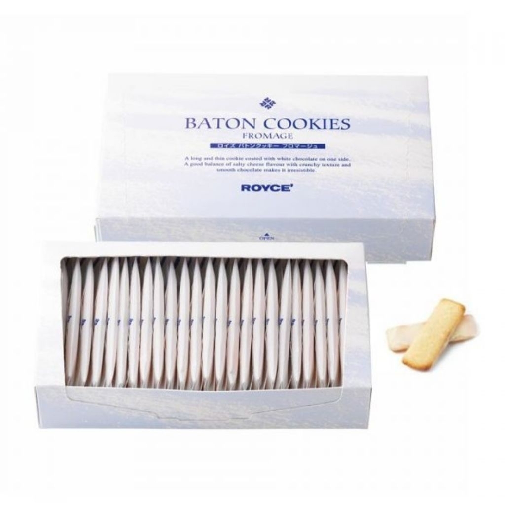 Royce BATON COOKIES FROMAGE 25ชิ้น การผสมผสานระหว่างชีสฮอกไกโดสองชนิดและไวท์ช็อกโกแลตรสกลมกล่อม