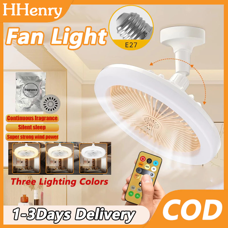 ไฟพัดลมเพดาน พัดลมเพดาน นํา ไฟพัดลมอโรมาเทอราพี E27 LED 30W ไฟศึกษา ร่มเงา โคมไฟตั้งโต๊ะ ห้อง 2ใน1 มัลติฟังก์ชั่น พัดลม